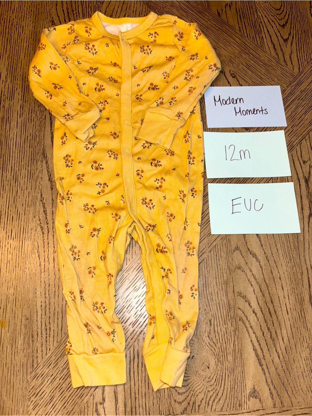 Mustard yellow Floral Baby One-Piece - 12M